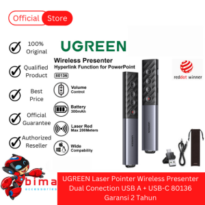 UGREEN Laser Pointer Wireless Presenter PowerPoint Presentation Dual Conection USB A + USB-C 80136 Original Garansi 2 Tahun