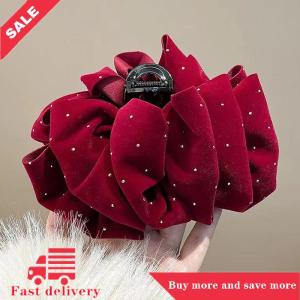 [COD] 1pc Black Red Velvet Bow Hairpin For Women Princess Head Grab Hair Claws Headdress Large Hair Clips Girls Hair Accessories
