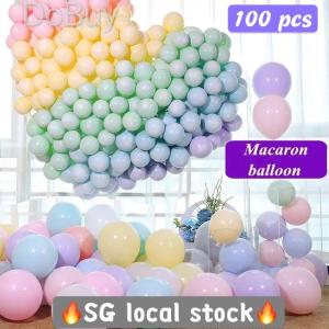 🔥SG LOCAL STOCK🔥100pcs Pastel Latex Balloons 10 Inches Assorted Macaron Round Balloon Heart Balloon Candy Colored Latex Party Balloons Party Supplies Arch Balloon