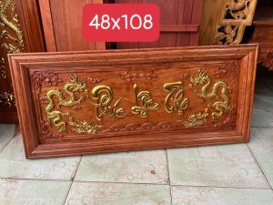 Tranh Phúc Lộc Thọ gỗ hương đá kt 48x108 và 40x108 cm