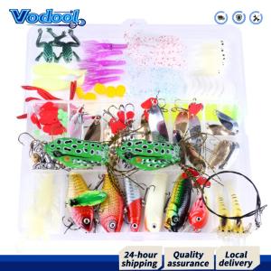 【Fast delivery】 ชุดเหยื่อปลอมครบชุด รวมเหยื่อแบบนิ่มและแข็ง พร้อมหัวเหยื่อโลหะและดีไซน์รูปปลากะพงและเทราท์สำหรับนักตกปลา