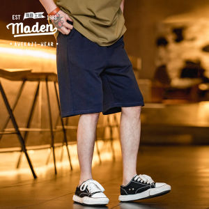 Maden Thương Hiệu Dụng Cụ Phong Cách Mùa Hè 2025 mới cho bé trai Nhà Mỹ Retro Màu Xám Chủ Đề Đan Quần Short Thẳng Dây Rút Terry nam đơn giản Quần thể thao dáng ôm