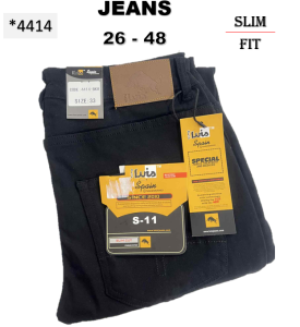 Seluar Panjang Jeans Lelaki Kerja SlimCut Kain Cotton Getah 28-50 Besar #4414 HITAM