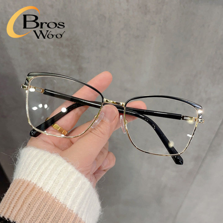 (Bros Woo) Korean Anti Radiation Cat Eye Glasses Retro Metal Eyeglass Frame  for Women/Men Lazada PH
