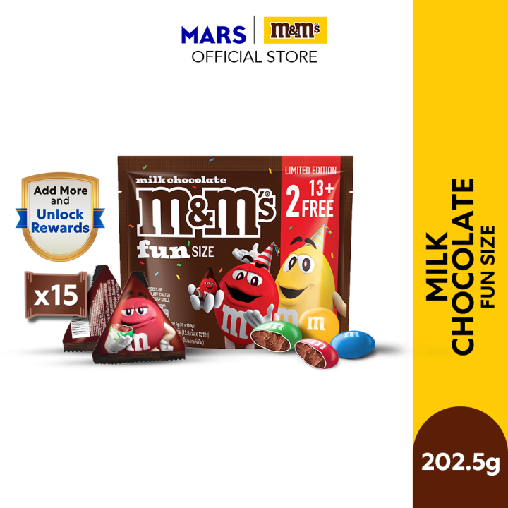 M&M Milk Chocolate Fun Size Bonus Pack (13+2) Chocolate Milky 202.5g
