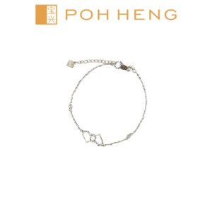 Poh Heng Jewellery 18K Twin Heart Link Bracelet In White Gold*Online Exclusive*