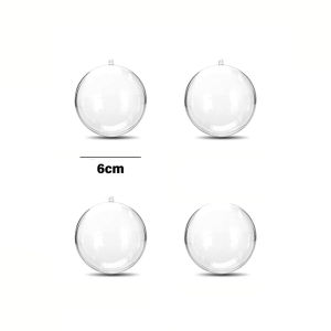 ลูกบอลคริสมาสต์พลาสติกใส4ชิ้น5/6/8/10ซม.ลูกบอลคริลิคทำจากพลาสติกใสต้นคริสต์มาสแขวน DIY ลูกบอลวันวาเลนไทน์เครื่องประดับตกแต่งแขวนงานปาร์ตี้แต่งงาน