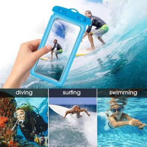Universal Airbag Floating Underwater Swimming Surfing Waterproof Bag PVC Touch Screen Sealed Mobile Phone Case With Lany