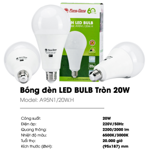 (Rạng Đông) Bóng đèn Led Bulb tròn 3W 5W 7W 9W 12W 15W 20W 30W Ánh sáng Trắng 6500K Vàng 3000K