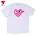 เสื้อยืดแฟชั่นสำหรับผู้หญิงและผู้ชายลายหัวใจสีแดงเล็กๆสีดำขาตั้งกล้องรูปแบบคู่รักเสื้อคู่สไตล์ COMME Des GARCONS ผ้าฝ้ายเสื้อผ้าผู้หญิงเสื้อแขนสั้น. 