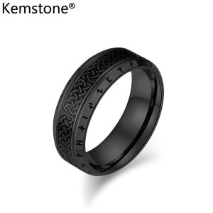 Kemstone Stainless Steel Celtic Knot Ring Mens Antique Silver Gold Plated Black Rings Vintage Jewelry