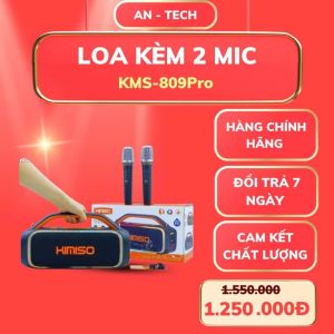Loa Karaoke KIMISO KMS-809 PRO Âm Thanh Mạnh Mẽ Bass Hay Dải LED 7 Màu Bắt Mắt Tặng Kèm 2 Micro