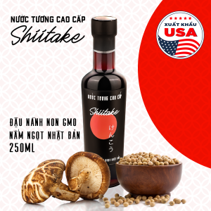 [Chai thủy tinh - 250ml] Nước tương cao cấp Shiitake có thành phần chính từ đậu nành và nấm ngọt Shiitake Nhật Bản