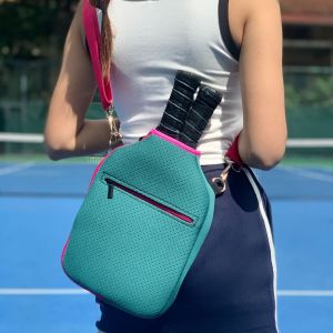 PANG8 Waterproof Pickleball Crossbody Bag Zipper Closure Large Capacity Pickleball Paddle Cover Portable Adjustable Strap Pickleball Racket Bag Outdoor