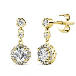 Her Jewellery Dangling Kreis Earrings - Luxury Crystal Embellishments plated with 18K Gold