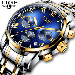 LIGE Men Watch Luxury Top Brand Sport Chronograph Watches Mens Waterproof Full Steel Quartz Clock Watches