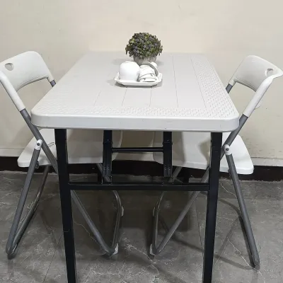 Plain Folding Table Match Folding Plastic Rattan Table 100x60cm Rectangle Table