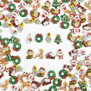 50 Charm noel giáng sinh gắn móng tay Charm noel trang trí cây thông kẽm nhung