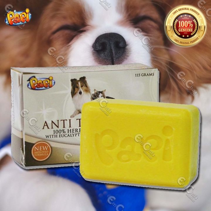 Papi Anti-Tick Flea Dog/Cat Soap 115g by JTC (100% Herbal Mineral Soap)  (agr) Dog Soap Lazada PH