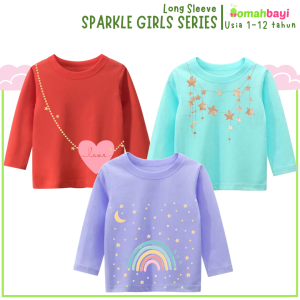 TERLARIS Kaos Anak Perempuan Import Lengan Panjang Usia 3 Tahun Sampai 12 Tahun T Shirt Motif Lucu Warna Cerah FREE ONGKIR Bisa COD OMAH BAYI