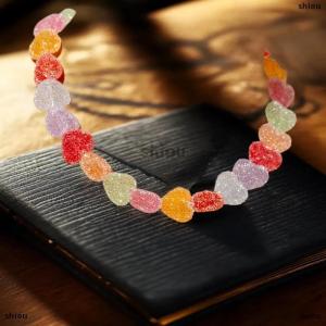 [COD] shiou 1 Mảnh Cô Gái Ngọt Ngào Gummy Nhựa Kẹo Charms Stack Đồ Trang Sức Choker Vòng Cổ Mới Đầy Màu Sắc Thạch Dây Chuyền Trái Tim Cho Phụ Nữ Quà Tặng