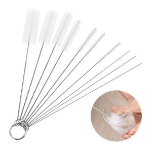 10Pcs/set Nylon Tube & Bottle Cleaning Brush Set Reusable + Convenient Design Durable + Scratch-Free Clean for Bottle/Pipe/Eye Glass/Jewelry/Cell Phone