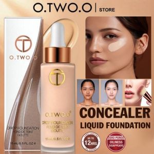 【New Arrivals】O.TWO.O Matte Concealer Foundation Natural Invisible Pores and Long-Lasting Wear Liquid Foundation Cream Matte Natural Concealer Poreless liquid foundation+3pcs gift Face Makeup