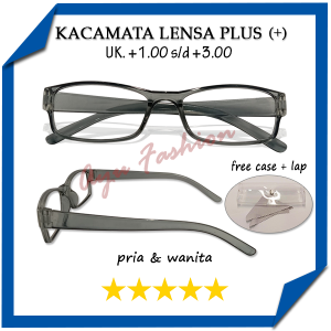 Beli Kacamata Khusus Rabun Dekat Untuk Orang Tua Pria Wanita Ready Ukuran +1.00 s/d +3.00 Full Rim Warna Abu Bening Kilap Bentuk Persegi Panjang (FREE TEMPAT KACAMATA + LAP KACAMATA) - BISA BAYAR DIRUMAH