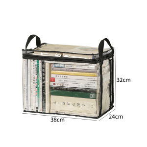 38*24*32cm Clear PVC Book Storage Bag Multi-function Transparent Book Dust Zipper Bag with Handle