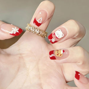 เล็บปลอม ลายน่ารัก คริสต์มาสเล็บ มีลายให้เลือกหลากหลาย กล่องละ 24 ชิ้น