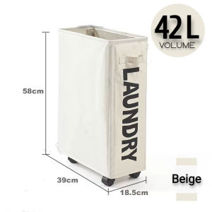 SG Seller Foldable  Pulley Brake Wheel Laundry Basket Oxford Cloth Waterproof with Universal Wheel Steel Rod Supprt