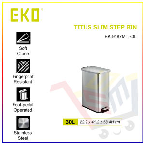EKO TITUS SLIM Stainless Steel Trash Bin with Foot Pedal 30L/50L [EK-9187MT]