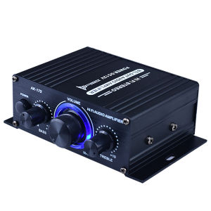 AK-170 Mini HiFi Stereo Audio Amplifier LED 200W+200W 12V Dual Channel Power Home Car Amp with RCA Input Amplificador