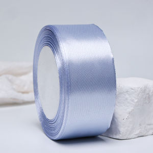 Ash Blue Satin RibbonMulti-size x Continuous 25 YardsFor Bouquet Gift WrappingWedding Decor