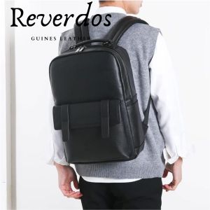REVERDOS Tas Pria Kulit Aslii - Tas Ransel Pria Simple Kasual Kulit Aslii