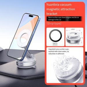 2025 New Vacuum Magnetic Holder Foldable Strong Suction Stand For Cell Phone For iPhone 16 15 Android Smartphone for Car/Gym/Mirror/Shower/Smooth Surface