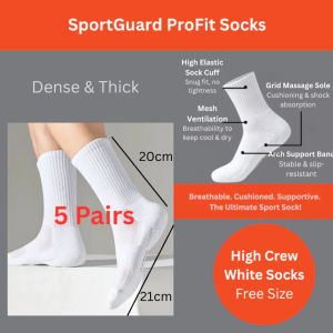 5 Pairs Breathable Sports Socks with Quick-Dry Moisture-Wicking Cushioning Massage Sole - Black & White / 3lengths