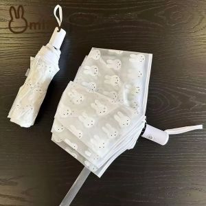 ROLL Cartoon Rabbit Miffy Umbrella Transparent Folding Design Frosted Transparent Umbrella Kawaii One-Touch Open Fully Automatic Umbrella Students