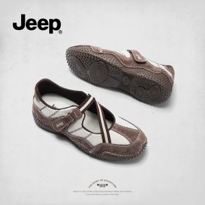 Jeep French Mary Jane nữ 2025 mùa xuân và mùa thu mới cổ điển giản dị Giày da nhỏ chống trượt Miệng nông đế phẳng giày đơn