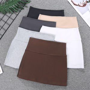 COD gray brocade cotton dress fashionable versatile side split yoga hip skirt anti-light sports casual trouser skirt 81162026 new product