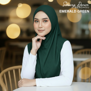 Tudung Sarung Denim Berdagu L–3XL — Instant Hijab Ironless