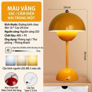 D069 đèn bàn nụ hoa đèn ngủ phòng ngủ phong cách Bắc Âu đèn ngủ cổ điển sạc USB đèn decor đèn trang tri