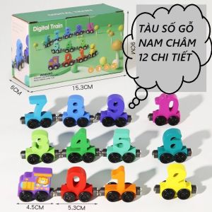 Đồ Chơi xếp hình Đoàn Tàu Nam Châm Gỗ Nam Châm Xe Lửa Kéo Chữ Số Cho Bé Phát Triển Trí Tuệ