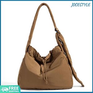 Womens Casual Nylon Hobo Bag with Drawstring Closure Perfect for Work Shopping and Travel in Durable Material