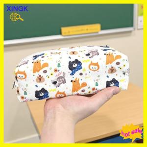 XINGK กระเป๋าใส่ดินสอรูปสัตว์น่ารักการ์ตูนกระเป๋าใส่ปากกาความจุมากเครื่องเขียนสำหรับนักเรียนกระเป๋าแต่งหน้ากระเป๋าจัดระเบียบเวลาเดินทางของขวัญ