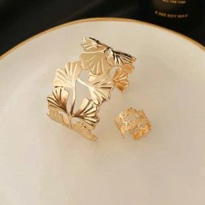 LYLY Combo Vòng tay và nhẫn mở mặt rộng hình học bộ vòng tay phụ kiện thời trang cá tính dành cho nữ