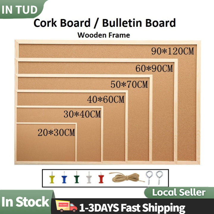 Cork Board Bulletin Board Wooden Frame 90*120cm Lazada PH