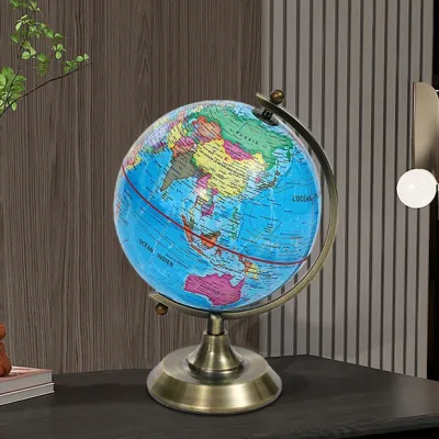 Eyre Ornamen kantor globe gaya retro Inggris untuk siswa Hadiah Hari Anak Braket sikat perunggu definisi tinggi English retro style globe office ornaments students special Childrens Day gift high-definition bronze brushed bracket