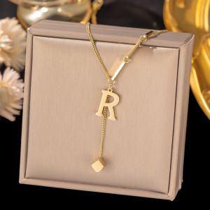 18K Gold Plated Stainless Steel Initial Necklaces Letter Pendant for Women Accessories jewelry