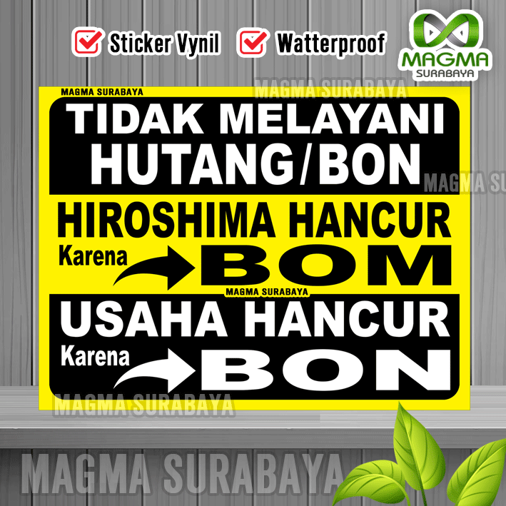 Stiker Hutang Stiker Bon Tidak Menerima Bon Atau Hutang Dilarang